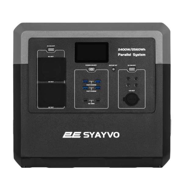 Power Station 2E Syayvo 2400W/2560Wh, WiFi/BT, Parallel System, Fast Charging