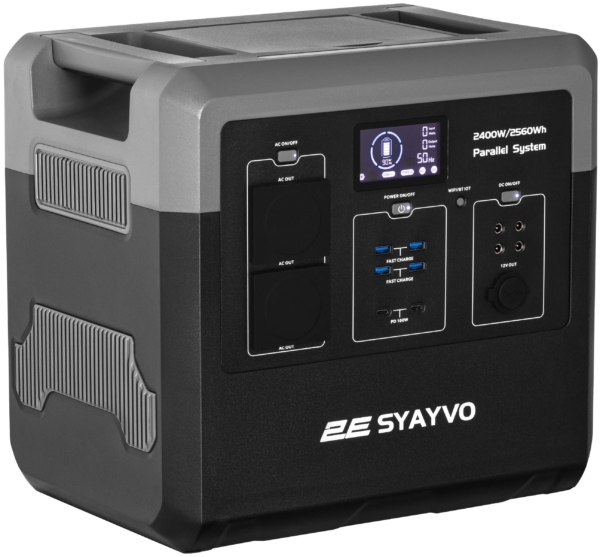 Power Station 2E Syayvo 2400W/2560Wh, WiFi/BT, Parallel System, Fast Charging
