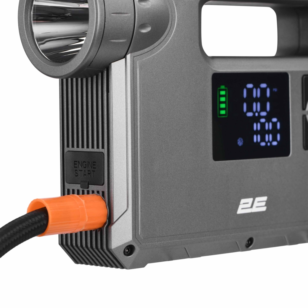 2E Pitman Jump Starter and charger portable, 400А/1000А, 10000 мА/37 W·h, power bank, compressor, flashlight, 1xUSB-A, case