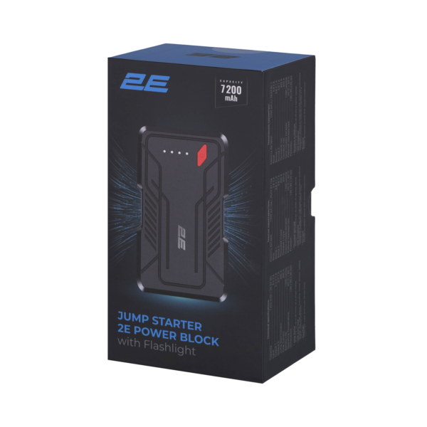 2E Пуско-зарядний пристрій Power Block з ліхтарем, 7200мА·г/26.64Вт·г, 400A, 2xUSB-A/2.1A, 1A