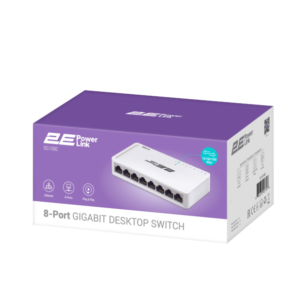 Комутатор 2E PowerLink SF108C, 8xFE, Некерований
