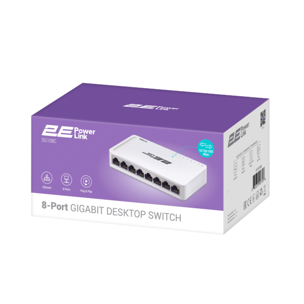 Коммутатор 2E PowerLink SG108C, 8xGE, Неуправляемый