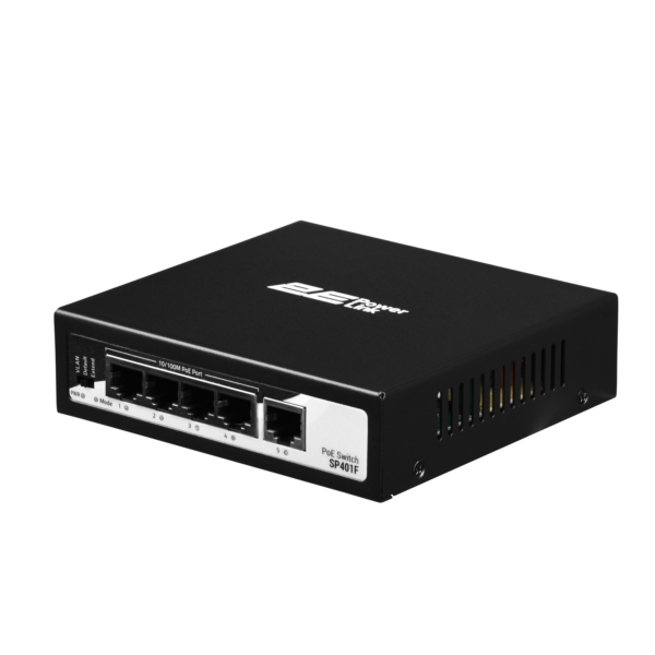 2E PowerLink Switch SP401F 5xFE (4xPoE, 1xUplink), 55W, Unmanaged