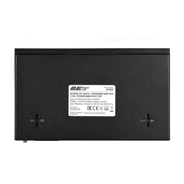 2E PowerLink Switch SP402F 6xFE (4xPoE, 2xUplink), 55W, Unmanaged