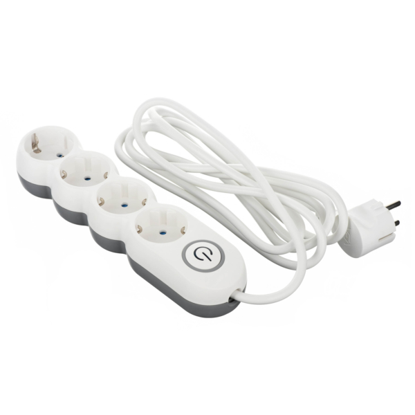2E Power Strip Plus 4хType F, 3х1mm2, 10A, 3m, white-grey