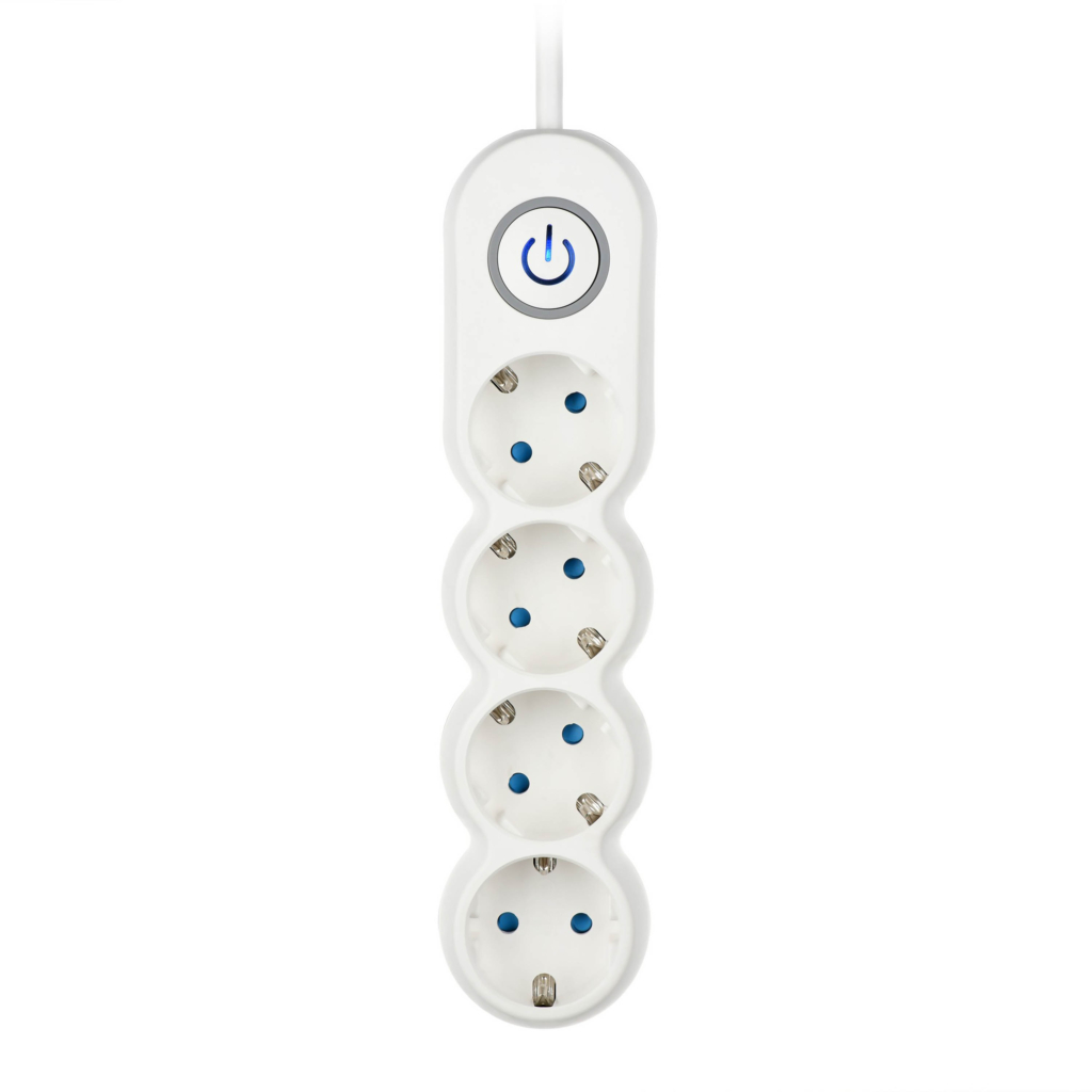 2E Power Strip Plus 4хType F, 3х1mm2, 10A, 3m, white-grey