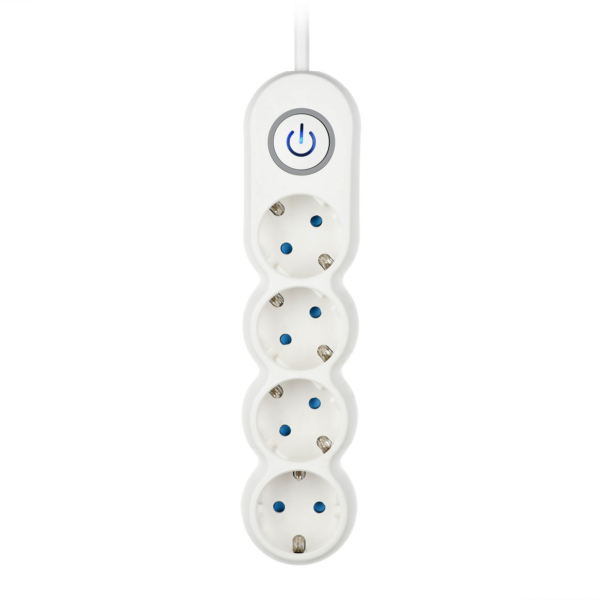 2E Power Strip Plus 4хType F, 3х1mm2, 10A, 3m, white-grey