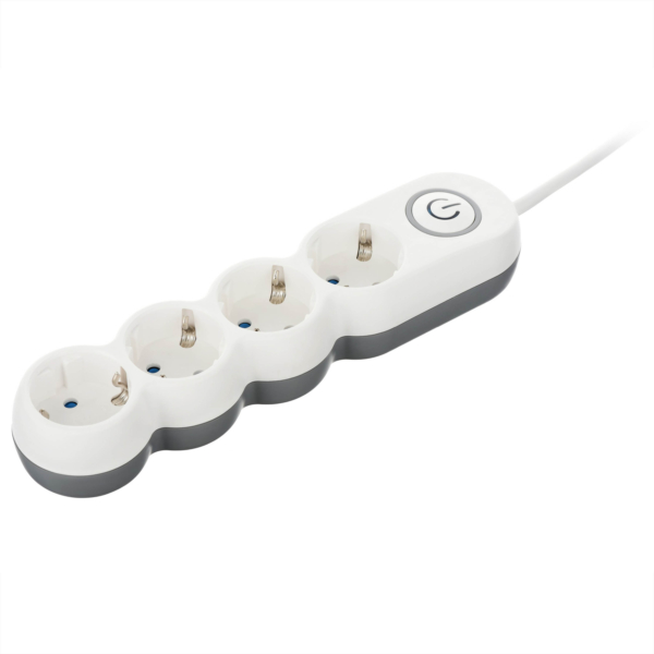 2E Power Strip Plus 4хType F, 3х1mm2, 10A, 3m, white-grey