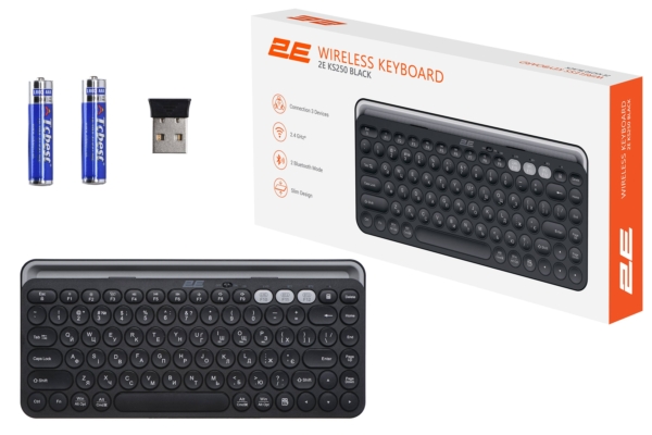2E Keyboard membrane KS250 84key, WL/BT, EN/UK, black-grey