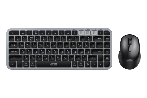 Комплект клавиатура и мышь 2E MK430 WL/BT, EN/UK, серо-чёрный