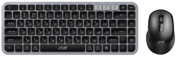 Комплект клавиатура и мышь 2E MK430 WL/BT, EN/UK, серо-чёрный