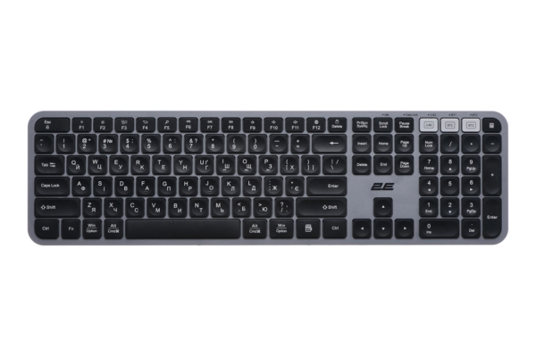 Комплект клавіатура та миша 2E MK440 WL/BT, EN/UK, сіро-чорний