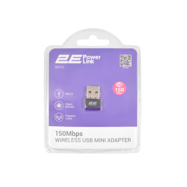 Адаптер WiFi 2E PowerLink WR701 N150, USB