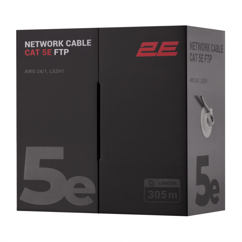 CAT 5e FTP, 305m, AWG 23/1, LSZH-1 305M/Easy pull box packing |  gray