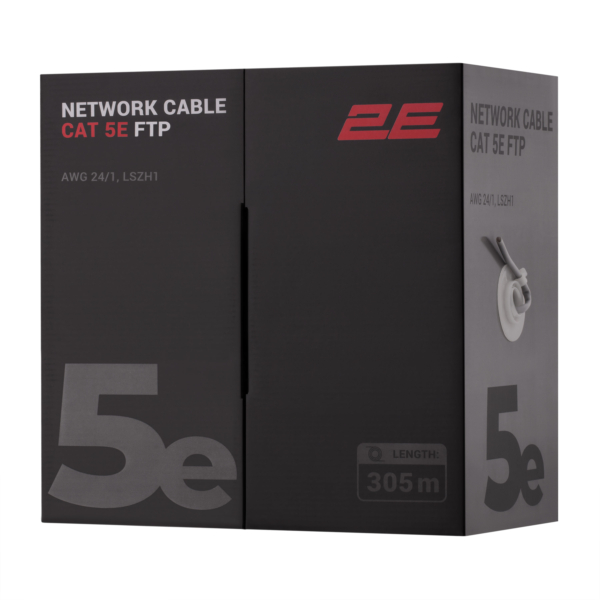 CAT 5e FTP, 305m, AWG 23/1, LSZH-1 305M/Easy pull box packing |  gray
