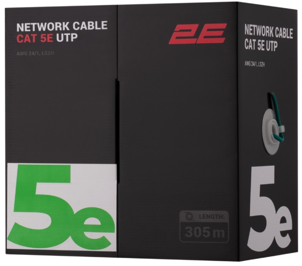 CAT 5e UTP, 305m, AWG 24/1, LSZH 305M/Easy pull box packin  | green