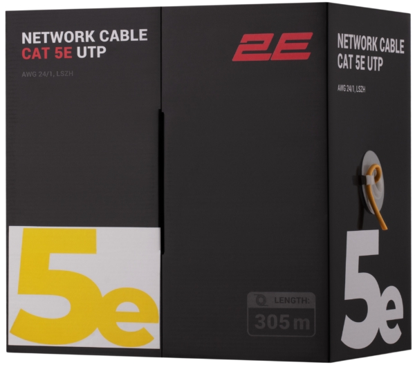 CAT 5e UTP, 305m, AWG 24/1, LSZH 305M/Easy pull box packin  | yellow