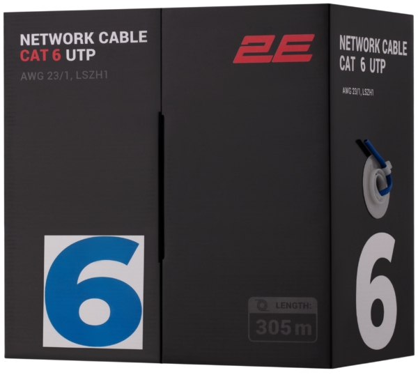 CAT 6 UTP, 305m, AWG 23/1, LSZH-1 305M/Easy pull box packing | blue