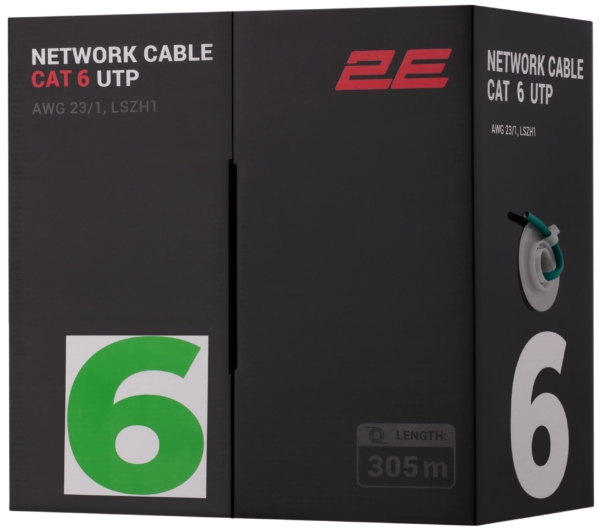 CAT 6 UTP, 305m, AWG 23/1, LSZH-1 305M/Easy pull box packing | green