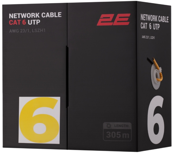 CAT 6 UTP, 305m, AWG 23/1, LSZH-1 305M/Easy pull box packing | yellow