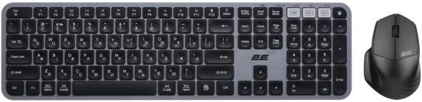 Комплект клавиатура и мышь 2E MK440 WL/BT, EN/UK, серо-чёрный