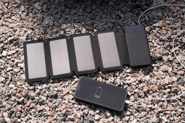 2E Акумулятор портативний літій-іонний Power Bank Solar 8000мА·год, вбудований LED-ліхтар, чорний