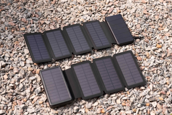 2E Акумулятор портативний літій-іонний Power Bank Solar 8000мА·год, вбудований LED-ліхтар, чорний