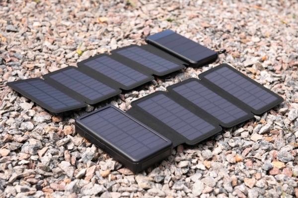 2E Акумулятор портативний літій-іонний Power Bank Solar 8000мА·год, вбудований LED-ліхтар, чорний