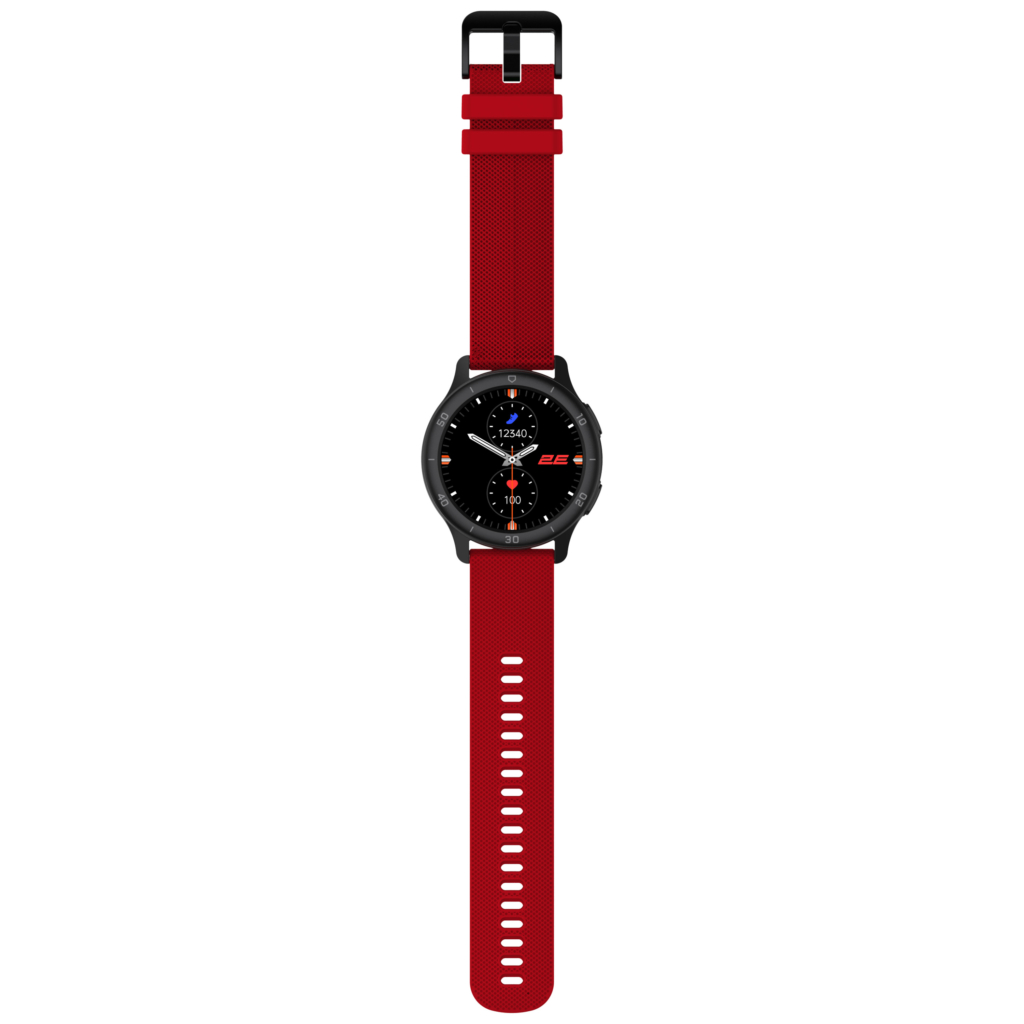 Смарт-годинник 2E Motion GT2 47мм, 1.32″, 360×360, BT 5.2, Чорно-червоний