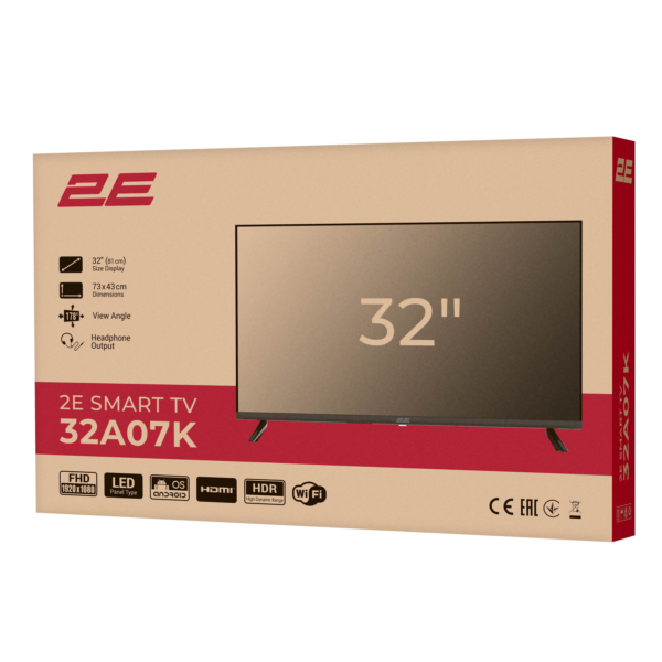 Телевізор 32″ 2E LED FHD 60Hz Smart WebOS Black