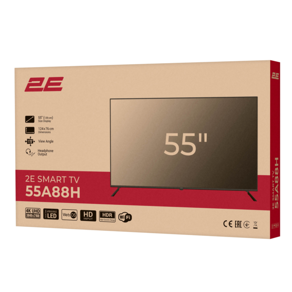 Телевізор 55″ 2E MiniLED 4K 60Hz Smart WebOS Black