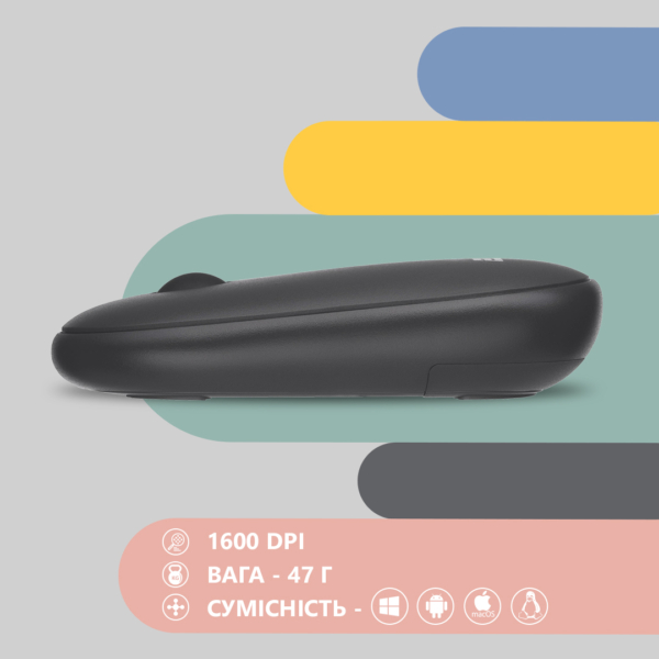 Мышь 2E MF300 Silent, WL/BT, графитово-чёрный