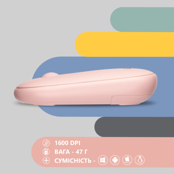 Mouse 2E MF300 Silent, WL/BT, pink