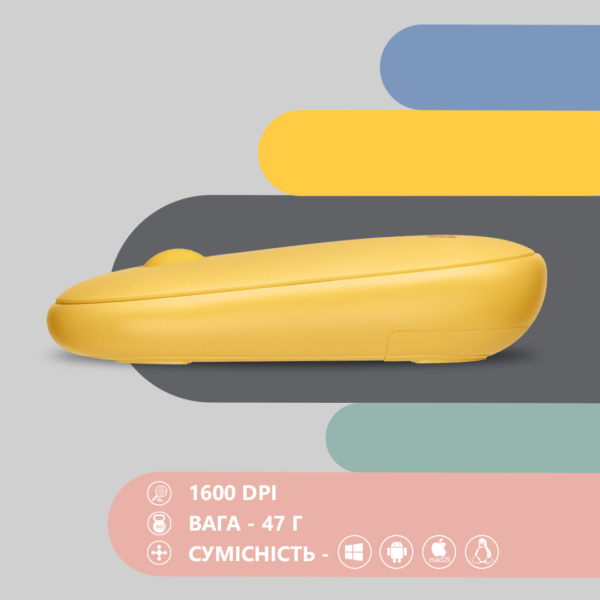 Мышь 2E MF300 Silent, WL/BT, жёлтый