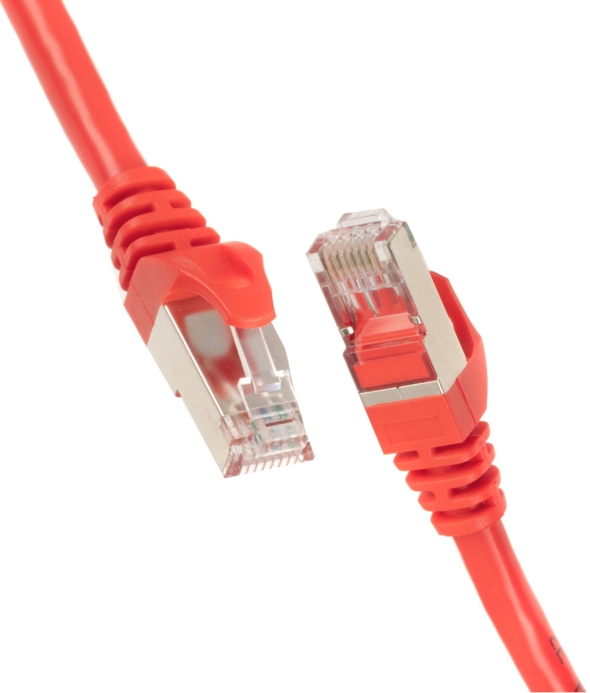 Patch Cable 2E Cat 6,Shielding S-FTP, metal foil pairs, braided cable, RJ45, 4X2 27AWG, 7/0.14 Cu, 0.20 m, PVC, Red