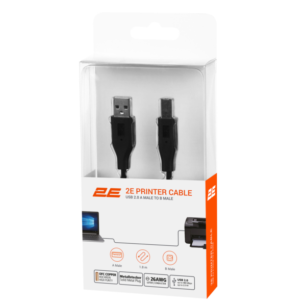 Кабель 2E USB-A (AM/BM) DSTP, 1.8m, black