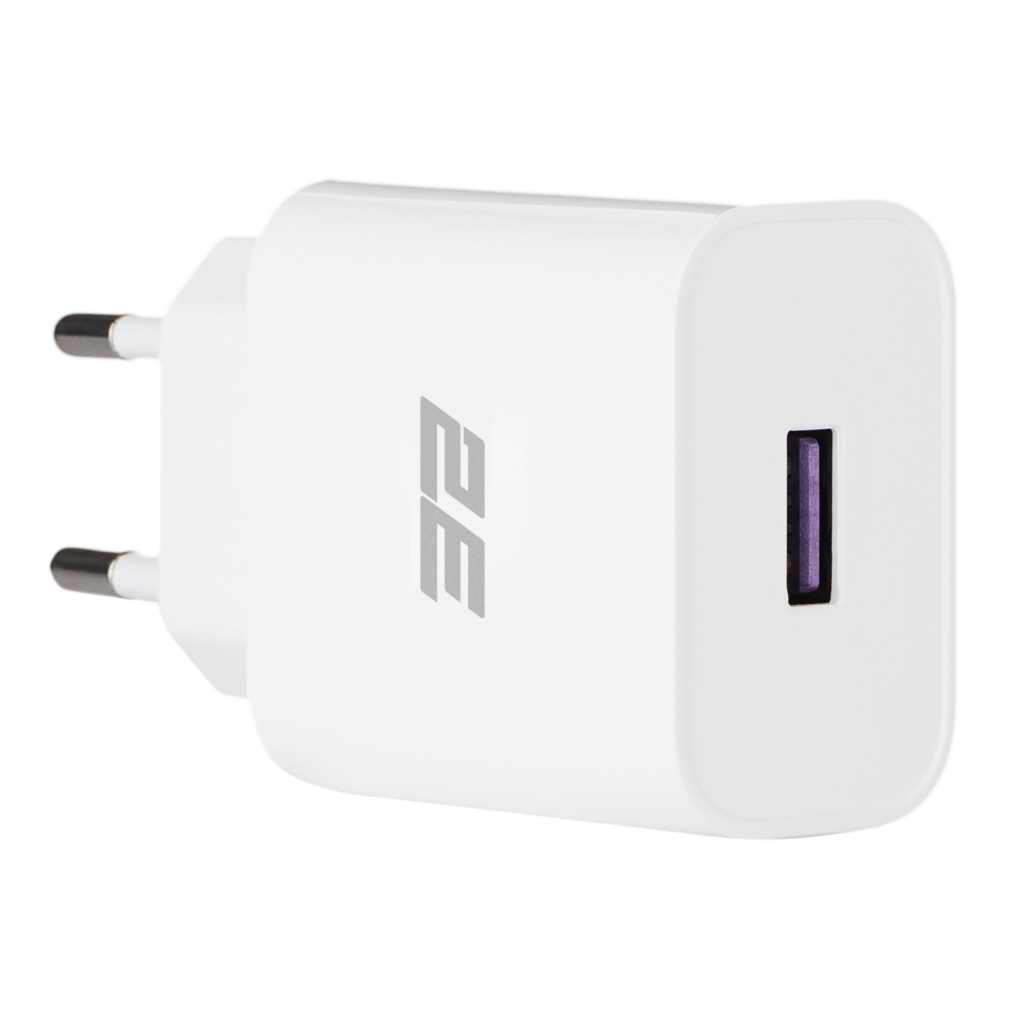 Зарядное устройство сетевое 2E 18Вт USB-A QC, белый