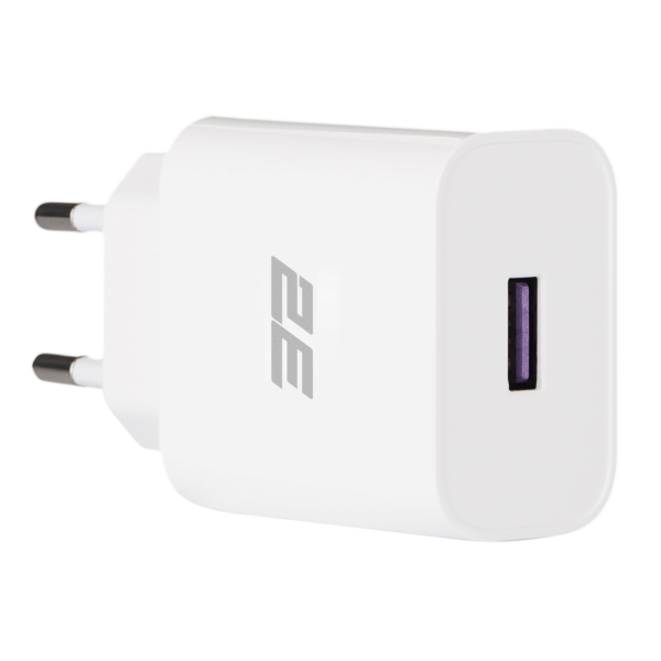 2Е Wall Charger 18W USB-A QC, white