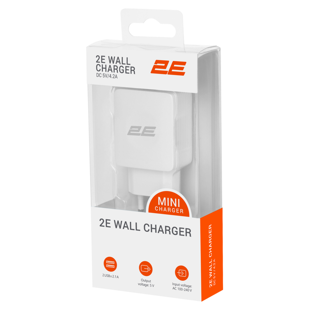 2E Wall Charger 12W 2хUSB-A, white