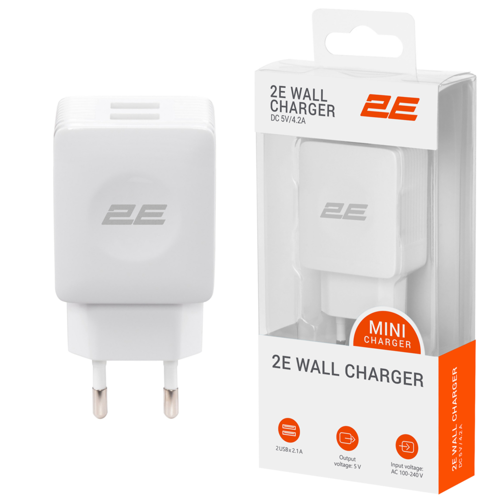 2E Wall Charger 12W 2хUSB-A, white