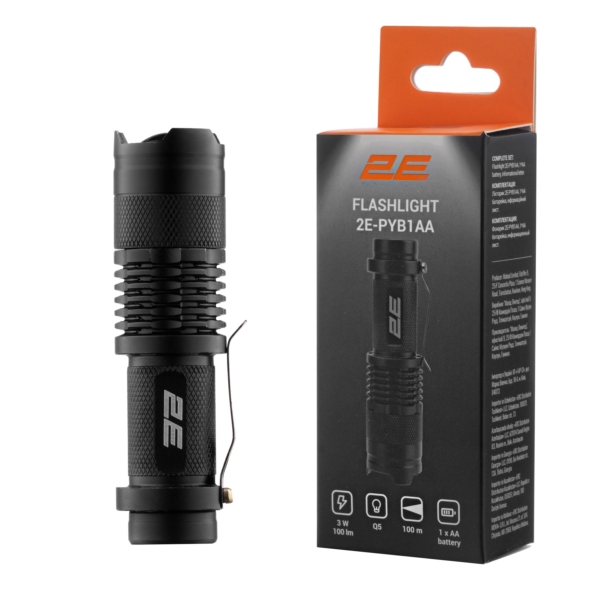 2E Hand lantern on batteries PYB1AA AAx1 100lm 3W 3 lighting modes IPX4 0.04kg