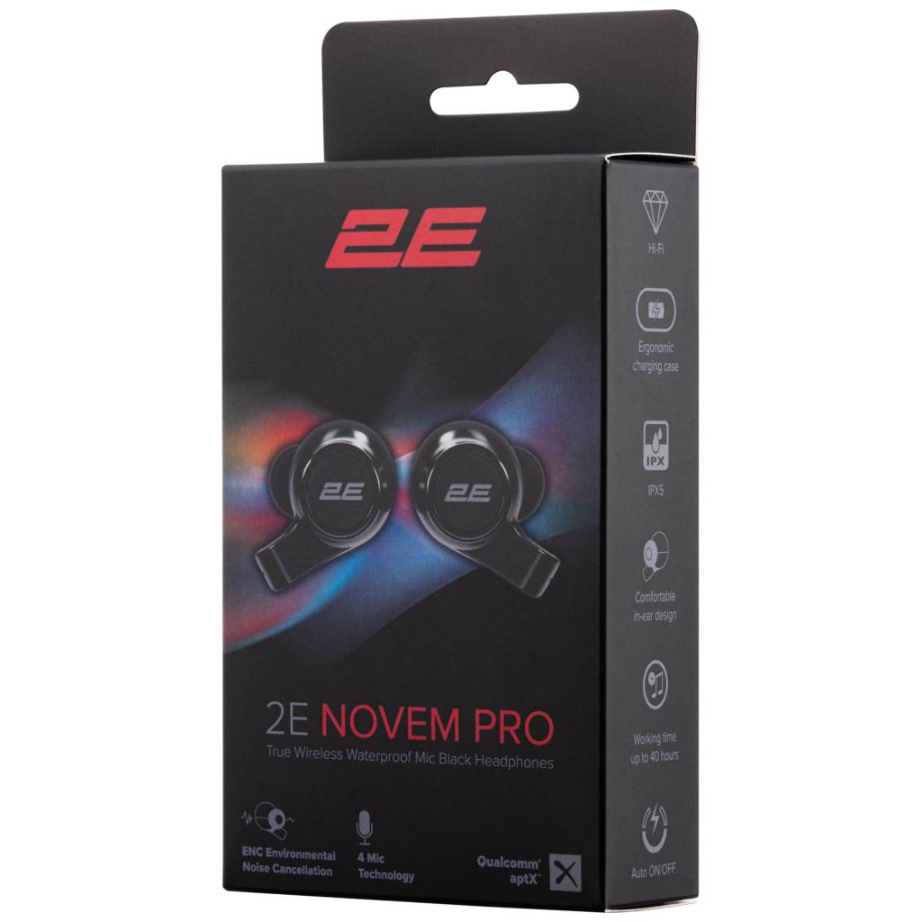 Headset 2E Novem Pro True Wireless, 4 Mic, Waterproof, Black