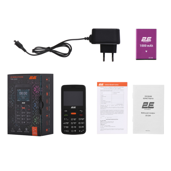Мобильный телефон 2E T180 MAX 2.3″ 2SIM, 1000мА•ч, черный