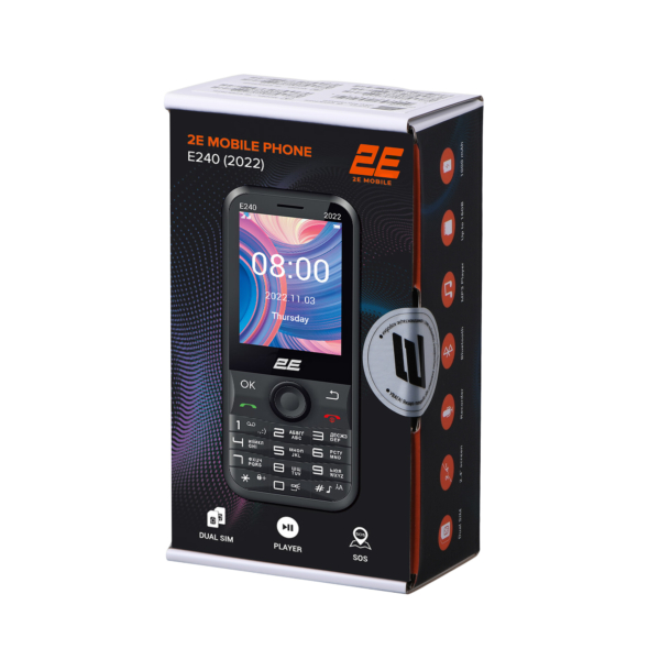 Мобильный телефон 2E E240 2022 2.4″ 2SIM, 1000мА•ч, черный