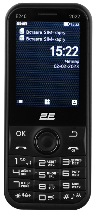 Мобильный телефон 2E E240 2022 2.4″ 2SIM, 1000мА•ч, черный