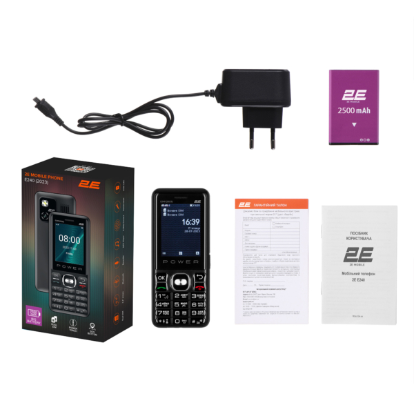 Мобільний телефон 2E E240 2023 2.4″ 2SIM, 2500мА•год, чорний