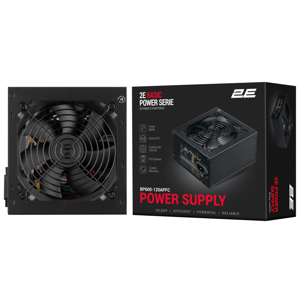 Блок живлення 2E Basic Power  (600W), 80%, 120мм, 1xMB 24pin(20+4), 1xCPU 8pin(4+4), 3xMolex, 4xSATA, 2xPCIe 8pin(6+2)
