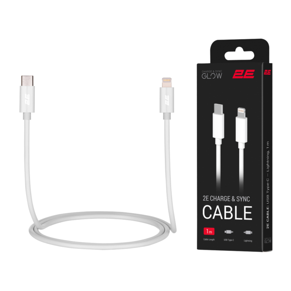 2E Кабель USB-C – Lightning Glow 1m White