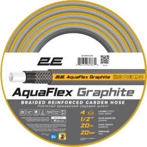 2E Garden hose AquaFlex Graphite 1/2″ 20m 4 layers 20bar -10+50°C