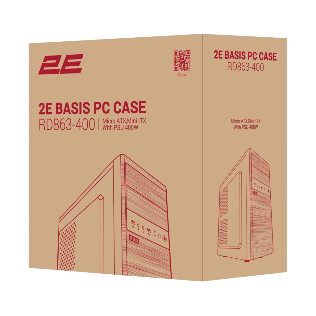 Корпус 2E Basis RD863-400 с БП 2E ATX400 2xUSB2.0 VGA 320мм mATX чёрный
